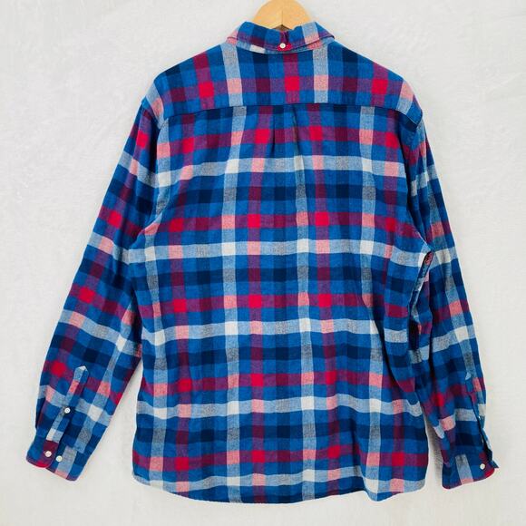 Barbour Flannel Shirt Mens XXL Tailored Fit Blue Red Button Down Long Sleeve - Picture 9 of 13